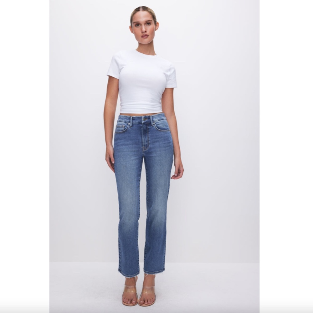 Good American Blue Straight Leg Jeans
